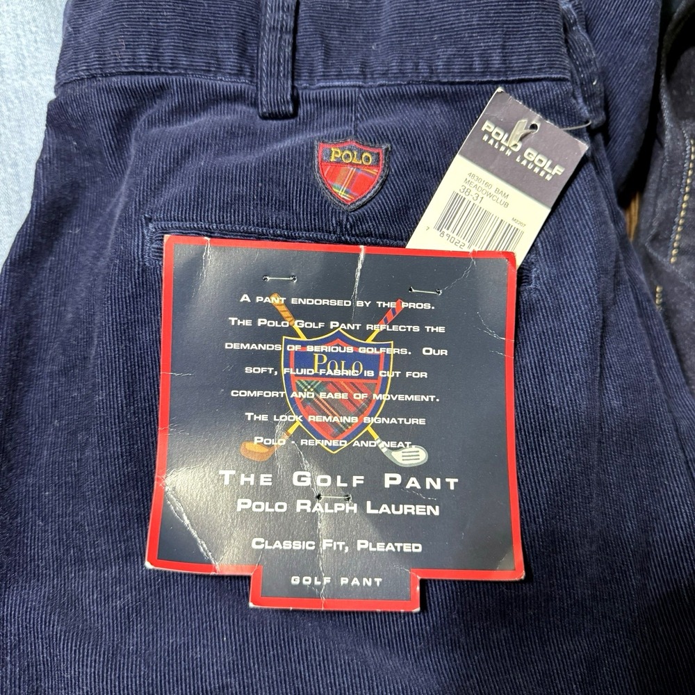 Polo Golf Ralph Lauren Pants 38 31 (36x31) Blue Pleated Vintage Cotton New 90s